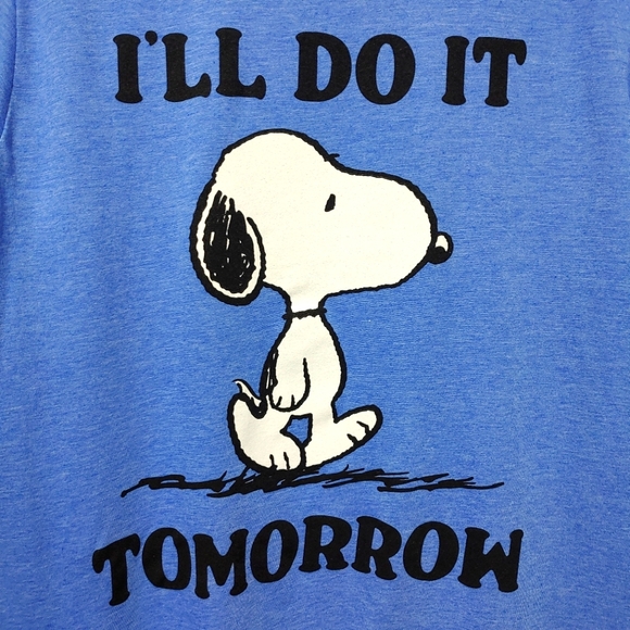 Peanuts Snoopy Men's Short Sleeve Tee Shirt, Blue, Size Medium, D02-0176 - Picture 3 of 4